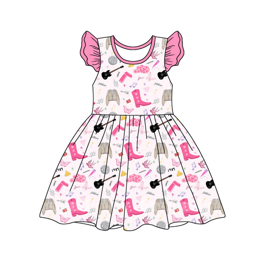 (Pre-order)GSD1680 Singer Swiftie Print Girls Summer Knee Length Dress