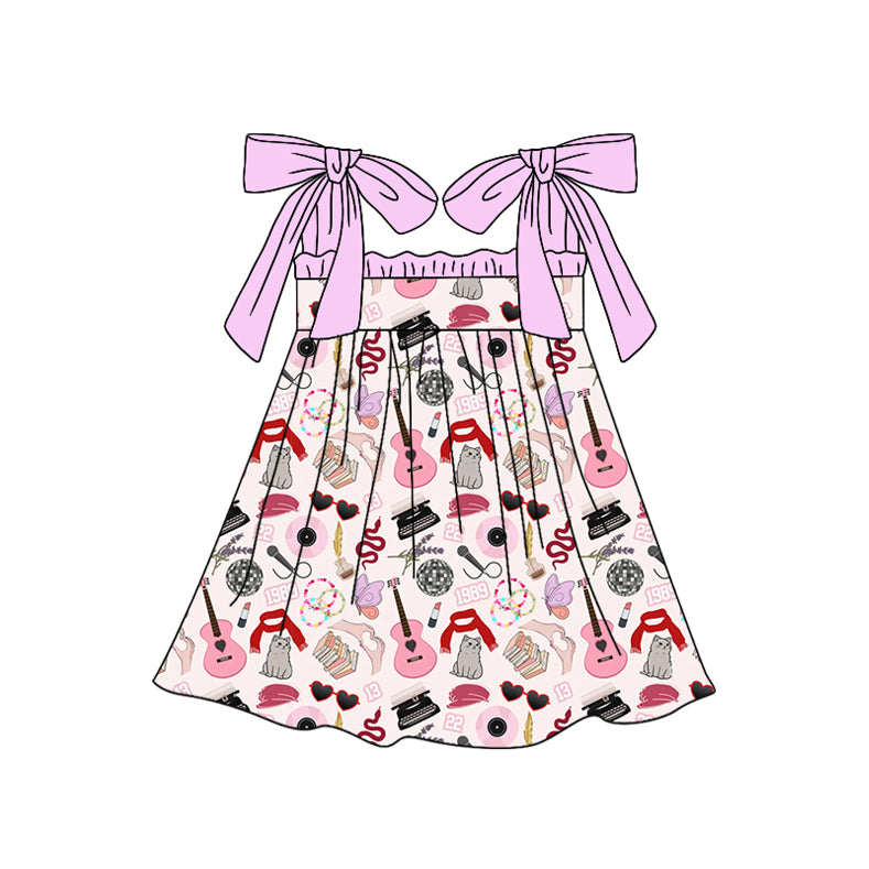 (Pre-order)GSD1692 Singer Swiftie Print Girls Summer Knee Length Dress