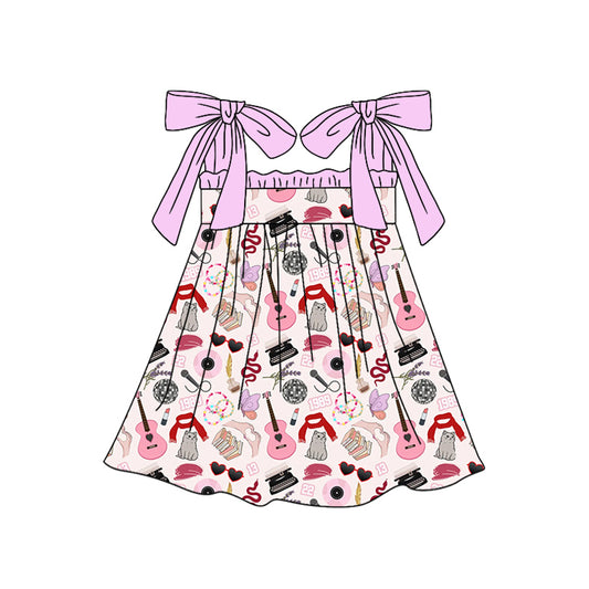(Pre-order)GSD1692 Singer Swiftie Print Girls Summer Knee Length Dress