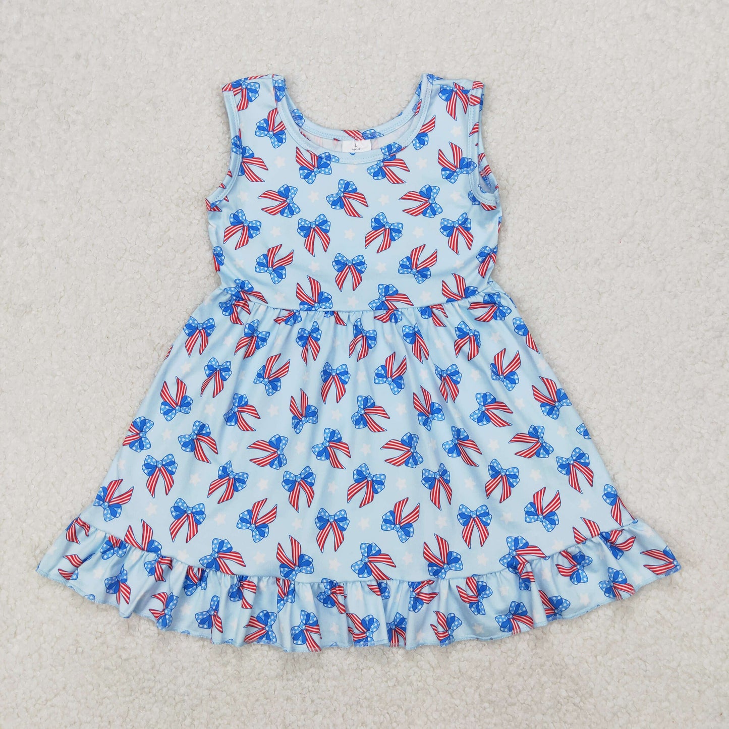 Bows Stars Print Sisters Sleeveless 4th of July Clothes Sisters Wear