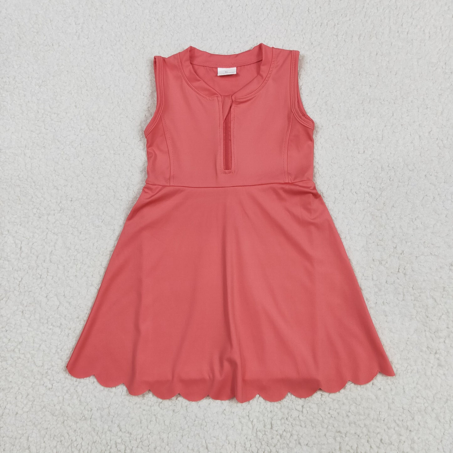 GSD2091 Watermelon Color Zipper Sleeveless Top Girls Summer Knee Length Yoga Dress