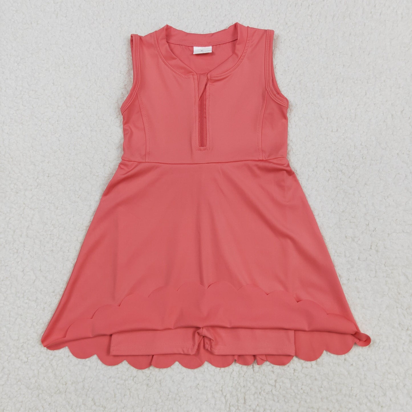 GSD2091 Watermelon Color Zipper Sleeveless Top Girls Summer Knee Length Yoga Dress