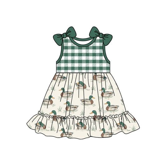 (Pre-order)GSD2108  Duck Print Girls Summer Knee Length Dress