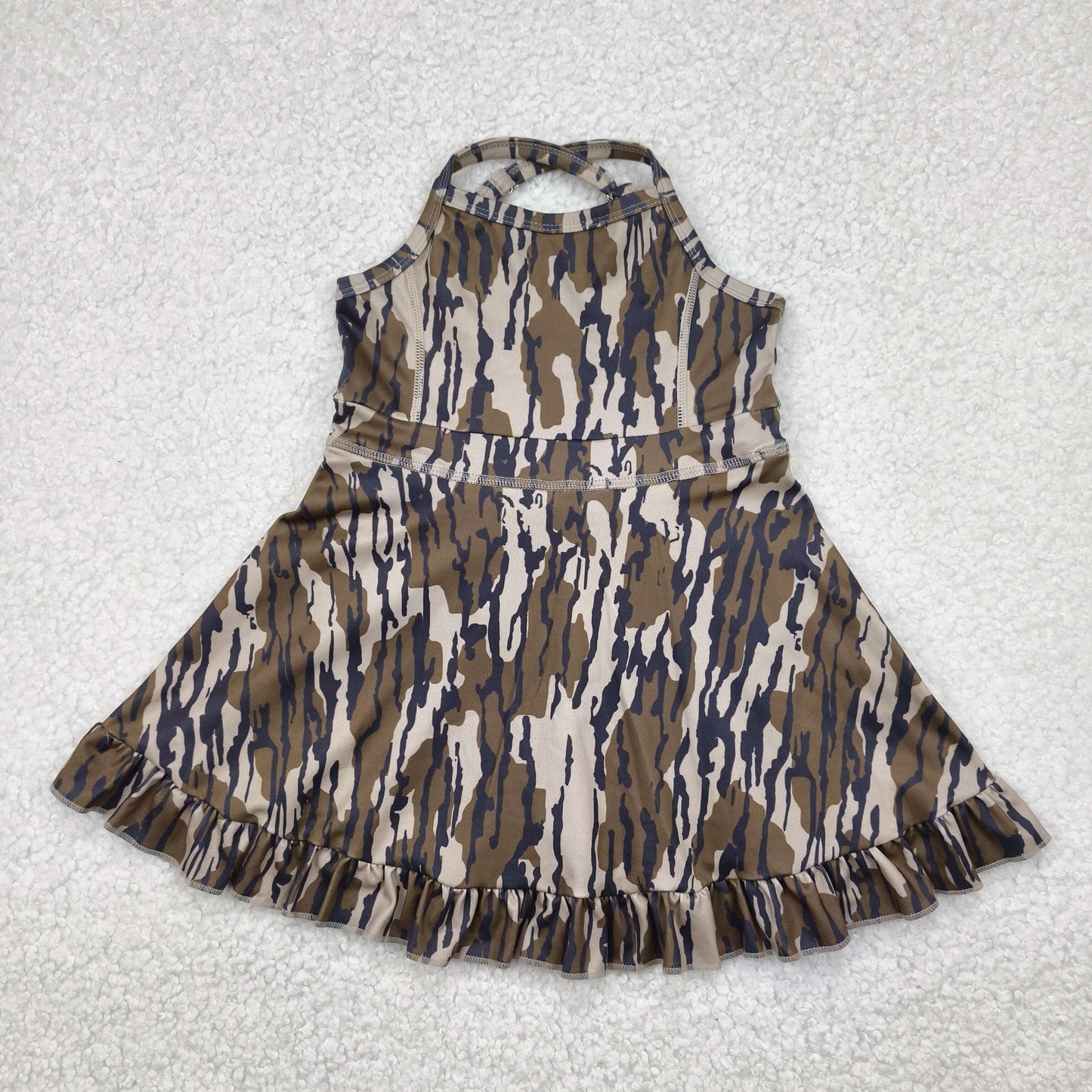 GSD2314 Camo Print Girls Summer Knee Length Shorts Yoga Dress