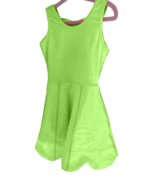 (Pre-order)GSD2351 Green Color Girls Summer Knee Length Shorts Yoga Dress