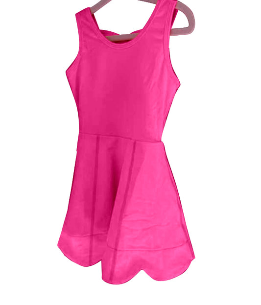 (Pre-order)GSD2352 Hot Pink Color Girls Summer Knee Length Shorts Yoga Dress