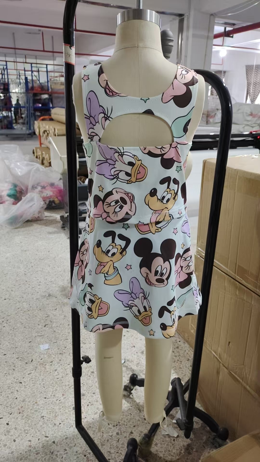 GSD2353 Cartoon Mouse Print Girls Summer Knee Length Shorts Yoga Dress