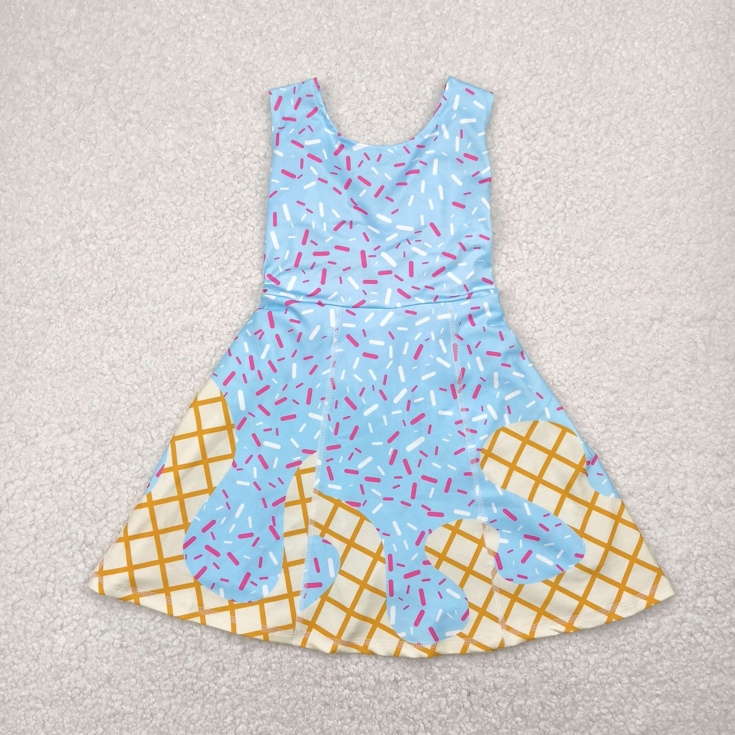Sprinkles Blue Print Girls Yoga Dress Boys Top & Shorts Sibling Matching Clothes