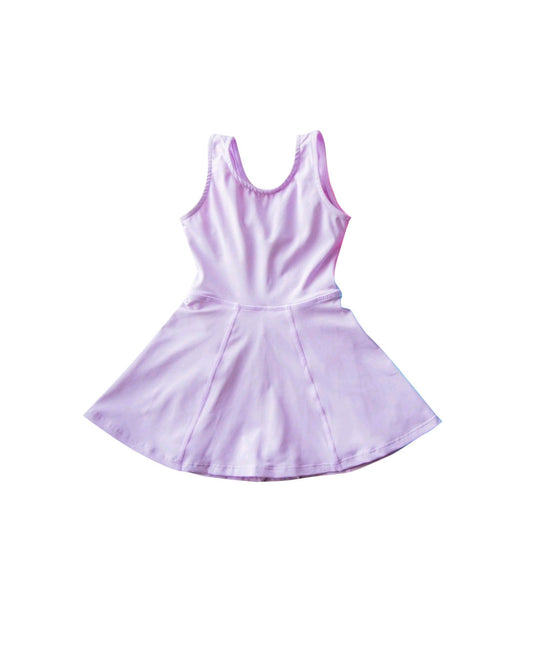 (Pre-order)GSD2429  Purple Girls Summer Shorts Knee Length Yoga Dress