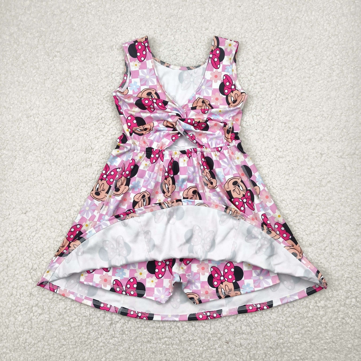 Cartoon Mouse Pink Shorts Skirts Girls Summer Yoga Outfits & Dress Sisters Wear
