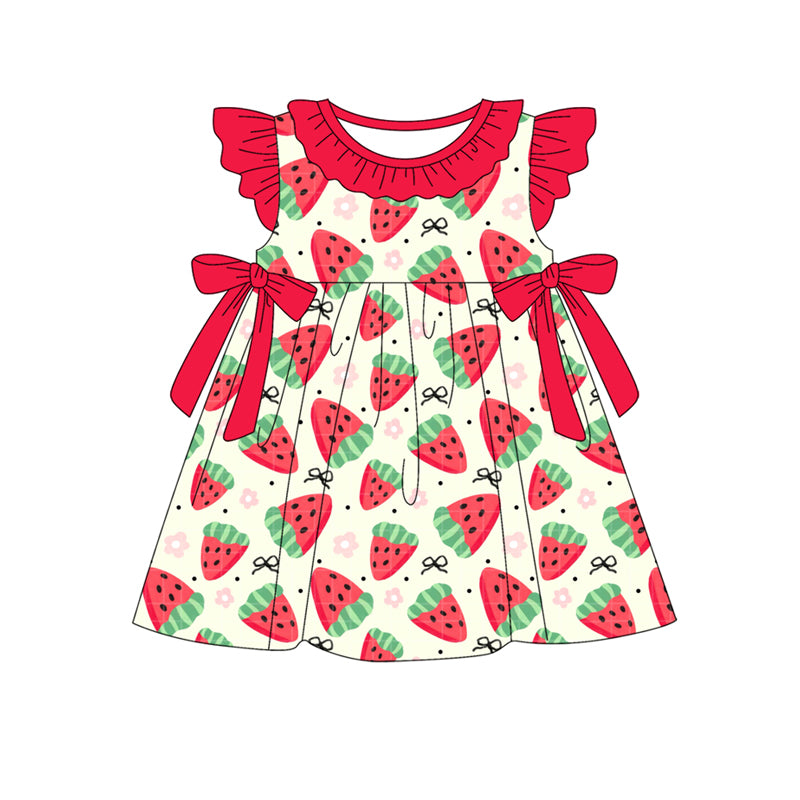(Pre-order)GSD2465 Watermelon Print Girls Summer Knee Length Dress