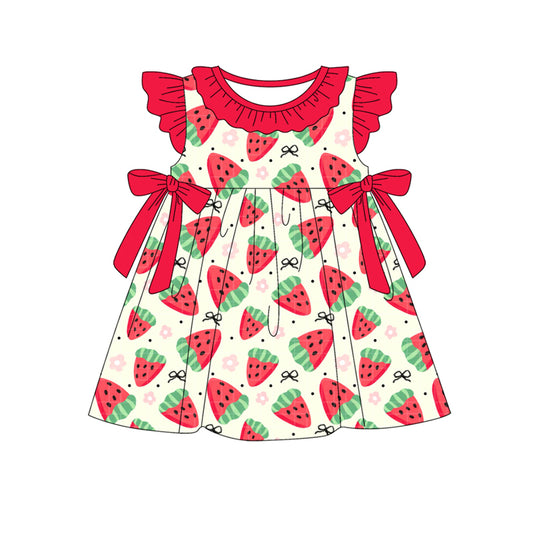 (Pre-order)GSD2465 Watermelon Print Girls Summer Knee Length Dress