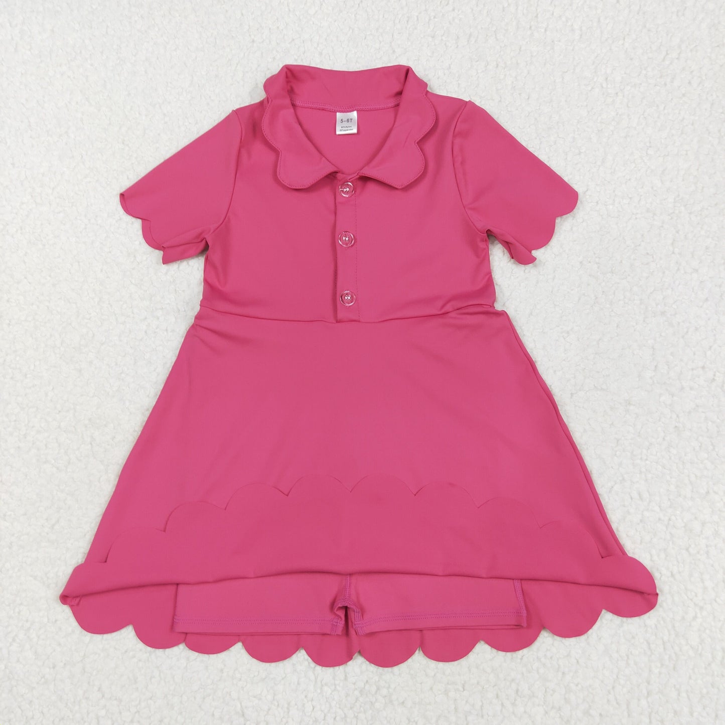 3 Colors Girls Summer Knee Length Yoga Buttons Dress Sisters Wear