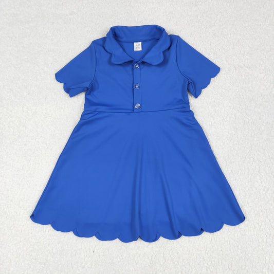 GSD2475  Blue Color Girls Summer Knee Length Yoga Dress