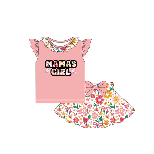 (Pre-order)GSD2531 MAMA'S GIRL Top Colorful Flowers Skirts Girls Summer Clothes Set