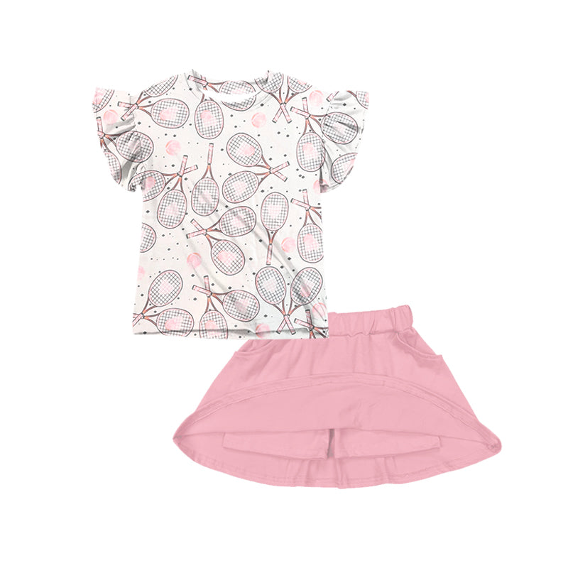(Pre-order)GSD2549 Tennis Top Pink Skirts Shorts Girls Summer Clothes Set