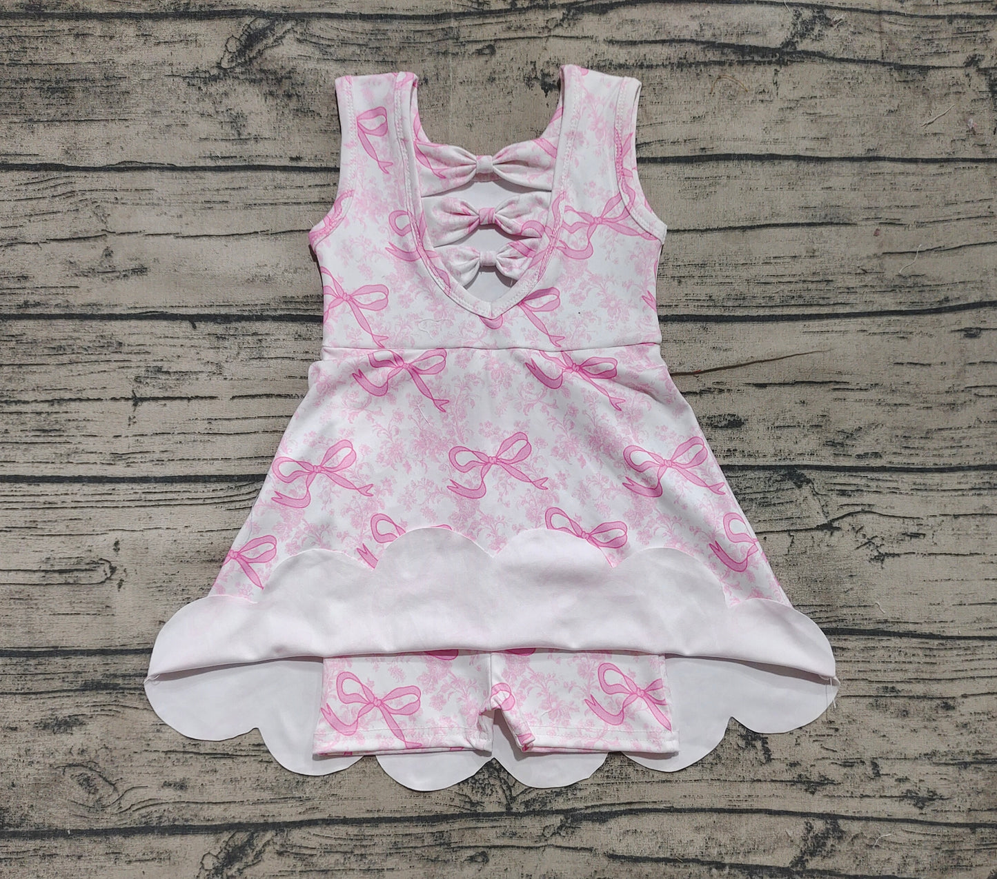 (Pre-order)GSD2572 Pink Bows Backless Girls Summer Knee Length Yoga Dress