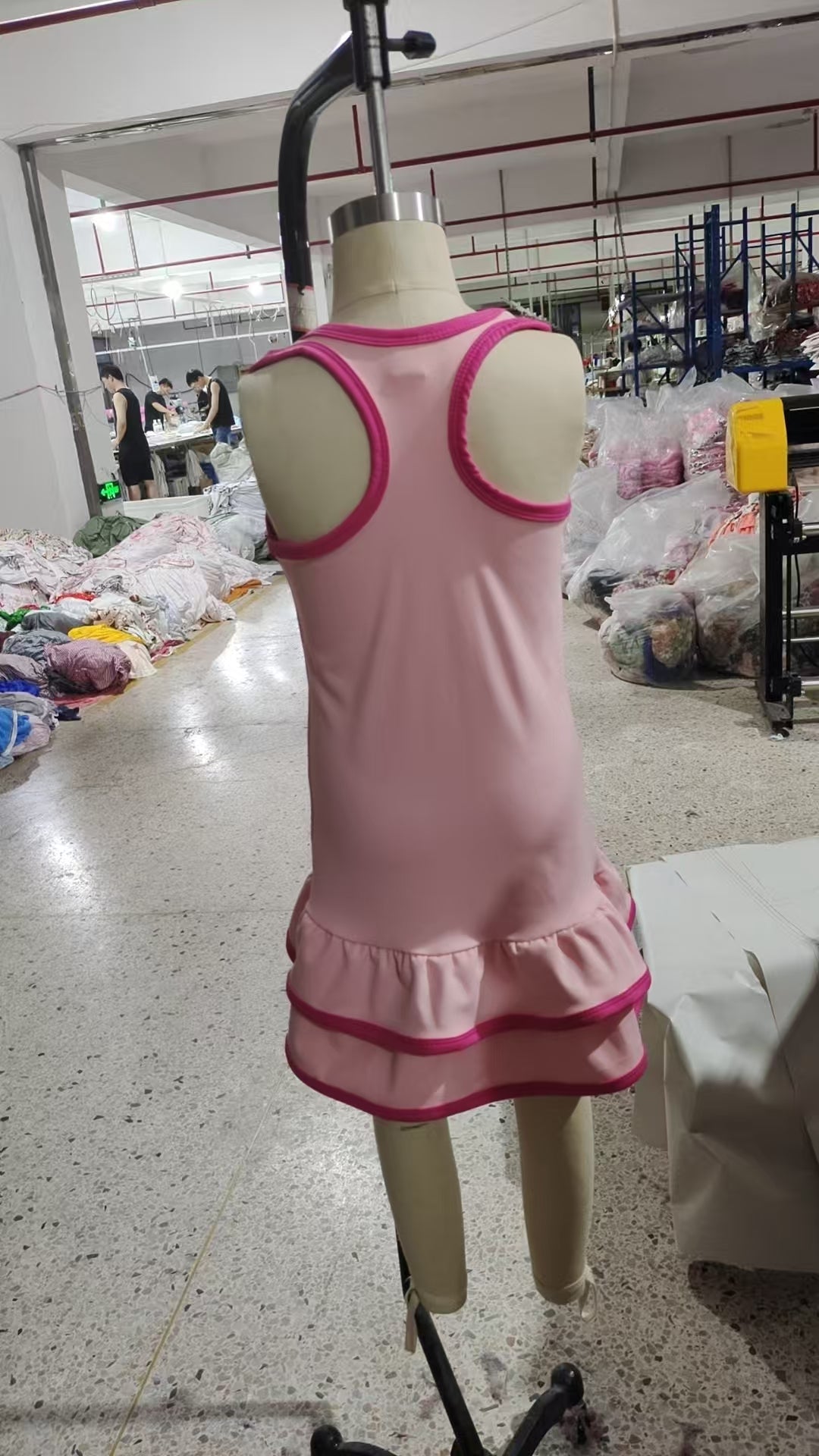 GSD2630 Pink Color Girls Summer Knee Length Yoga Dress