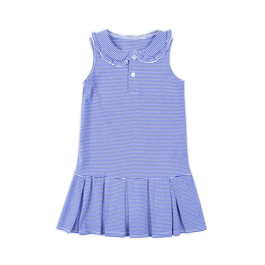 (Pre-order)GSD2636 Blue Stripes Girls Summer Knee Length Dress