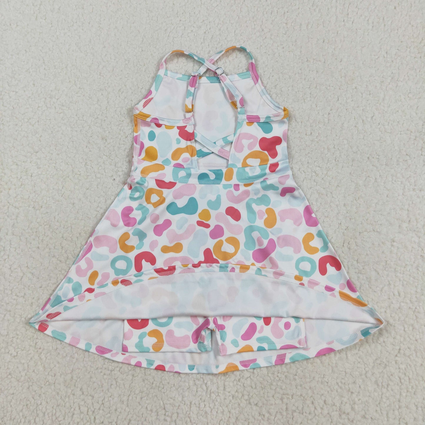 3 Print Leopard Print Girls Summer Knee Length Yoga Dress Sisters Wear