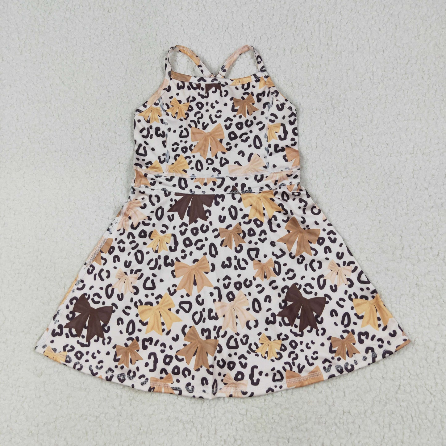 3 Print Leopard Print Girls Summer Knee Length Yoga Dress Sisters Wear