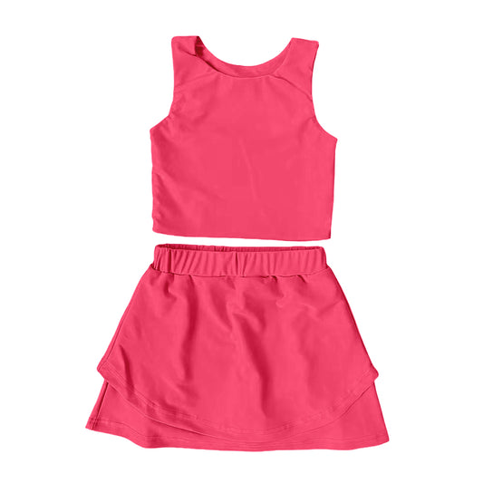 (Pre-order)GSD2657 Dark Peach Tank Top Skirts Girls Summer Yoga Outfits