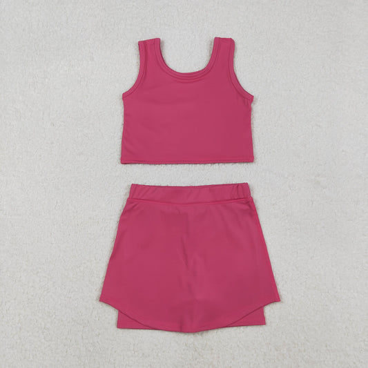 GSD2657 Hot Pink Tank Top Skirts Girls Summer Yoga Outfits