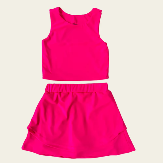 (Pre-order)GSD2658 Hot Pink Tank Top Skirts Girls Summer Yoga Outfits
