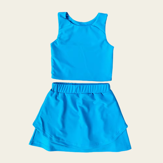 (Pre-order)GSD2659 Blue Tank Top Skirts Girls Summer Yoga Outfits