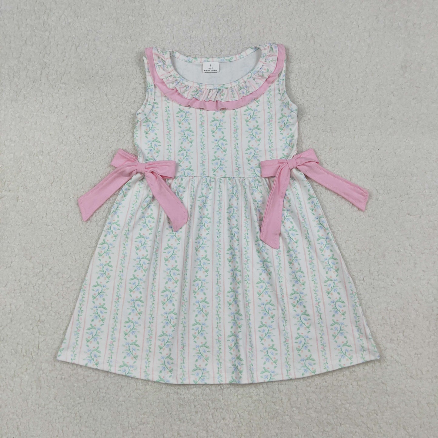 GSD2678 Small Flowers Print Girls Summer Knee Length Dress