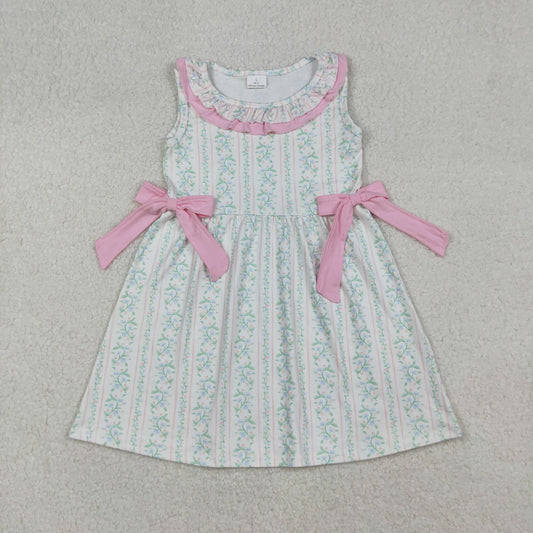 GSD2678 Small Flowers Print Girls Summer Knee Length Dress