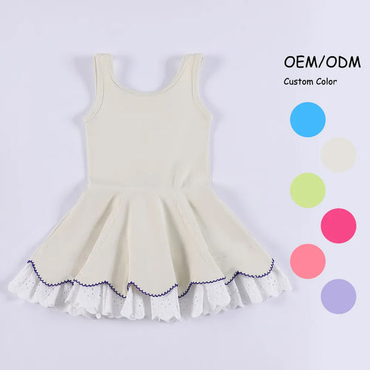 (Pre-order)GSD2682 Khaki Color Girls Ruffles Knee Length Yoga Dress