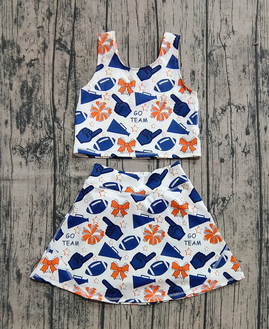 (Pre-order)GSD2694 Cheer Team's Houston Astros Navy Bows Tank Top Shorts Skirts Girls Summer Yoga Outfits