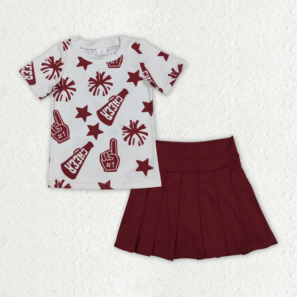 GSD2736 Cheer Top Wine Skirts Girls Summer Yoga Outfits