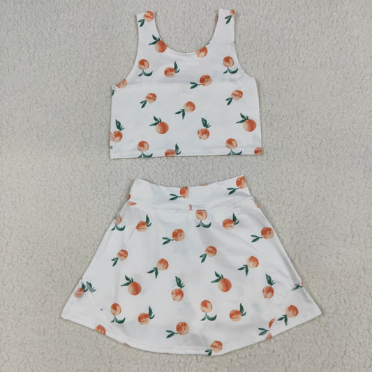 GSD2738  Peach Tank Top Shorts Skirts Girls Summer Yoga Outfits