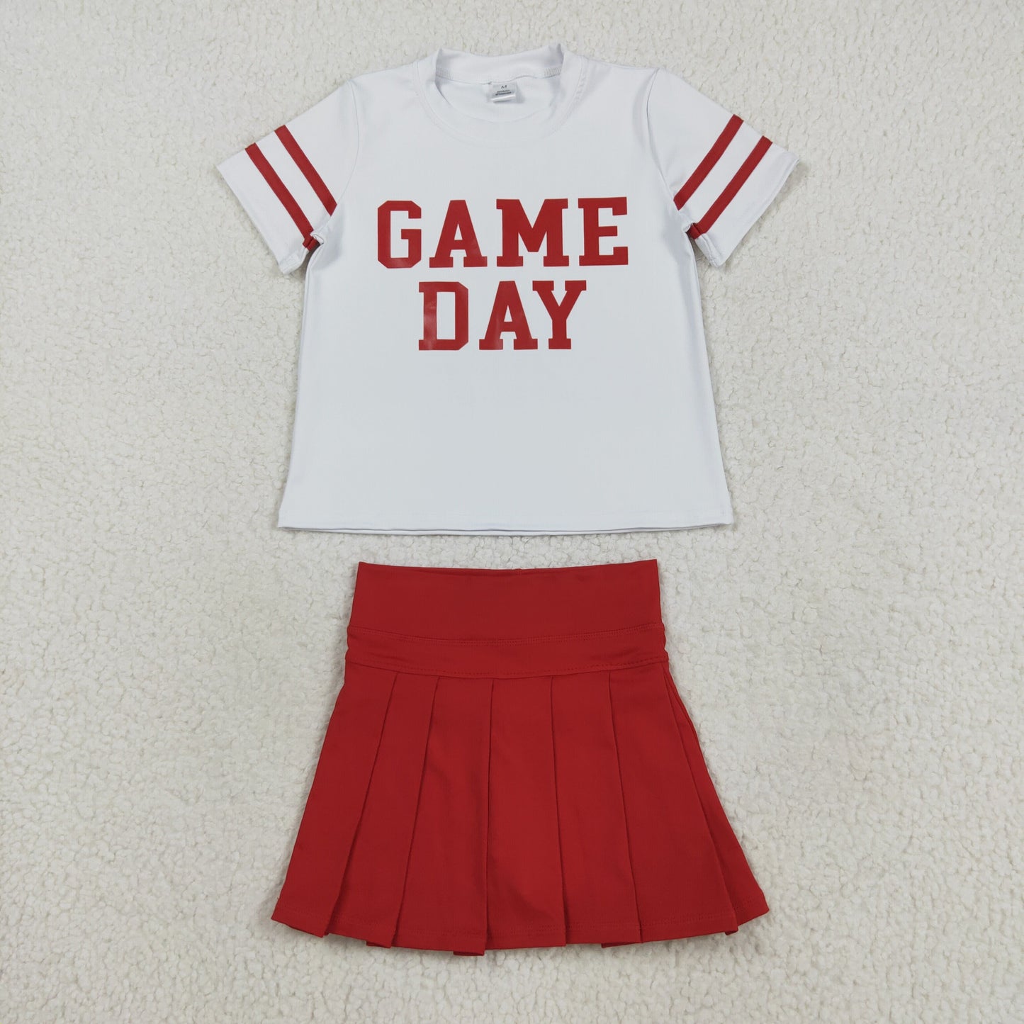 GSD2742 Game Day White Top Red Skirts Girls Summer Yoga Outfits