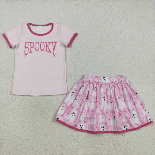 GSD2776 Spooky Top Bows Skirts Shorts Girls Halloween Clothes Set