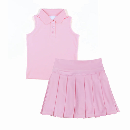 (Pre-order)GSD2794 Pink Tank Top Skirts Shorts Girls Summer Yoga Outfits