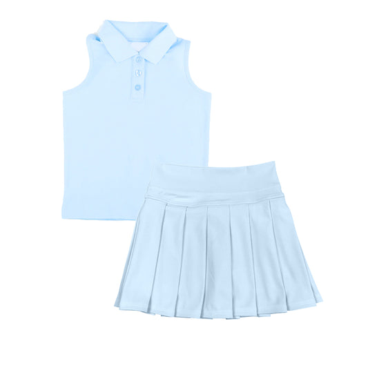 (Pre-order)GSD2795 Light Blue Tank Top Skirts Shorts Girls Summer Yoga Outfits