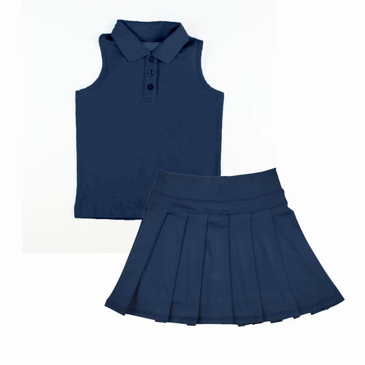 (Pre-order)GSD2796 Navy Tank Top Skirts Shorts Girls Summer Yoga Outfits
