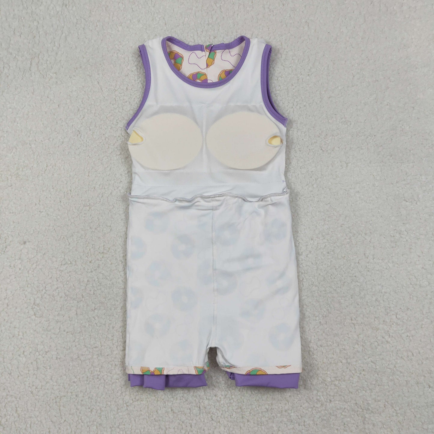 GSD2867 Donut Print Girls Mardi Gras Zipper Knee Length Yoga Dress