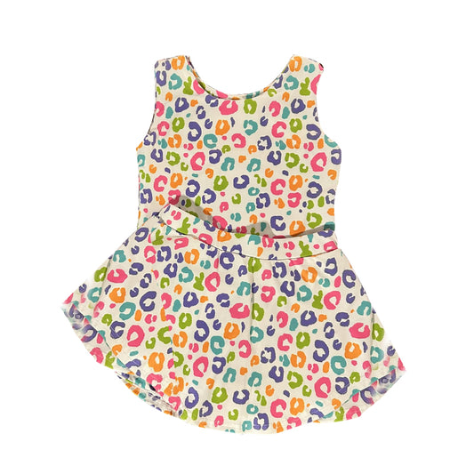 (Pre-order)GSD2872 Colorful Leopard Print Skirts Shorts Girls Summer Yoga Clothes Set