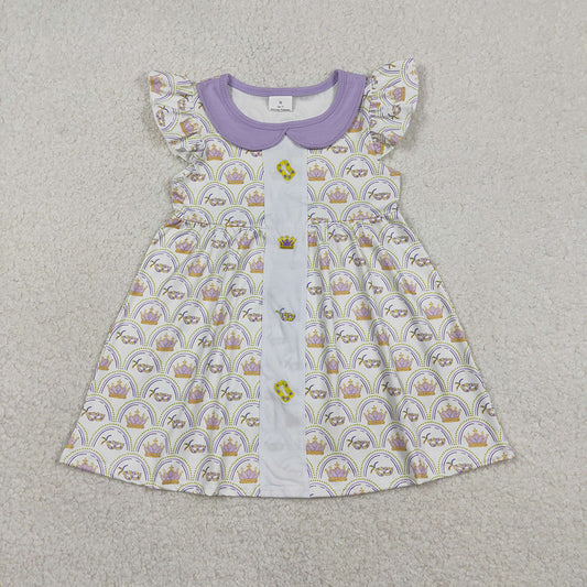 GSD2891 Mask Embroidery Girls Mardi Gras Knee Length Dress