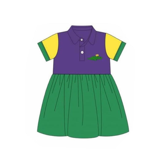 (Pre-order)GSD2935 Crocodile Print Girls Mardi Gras Knee Length Dress