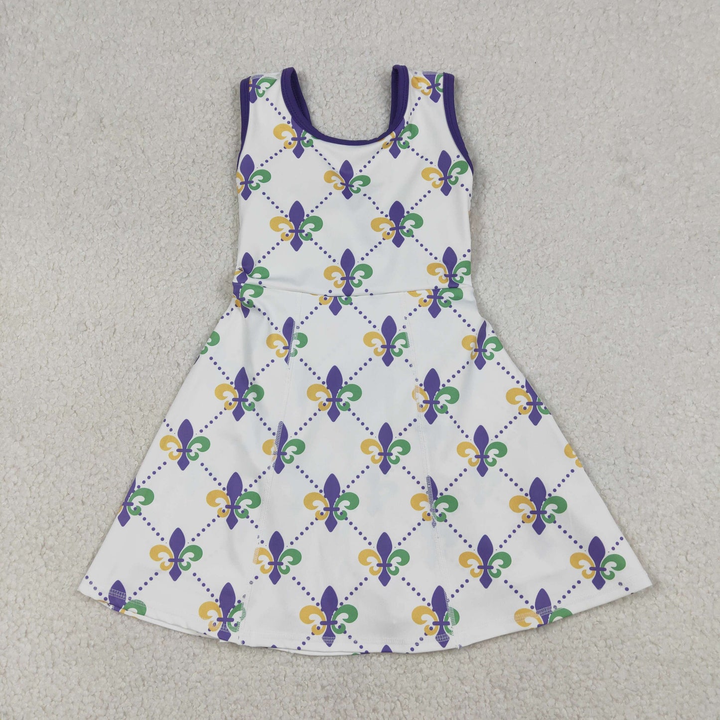 Girls Mardi Gras Knee Length Yoga Dress Sisters Wear