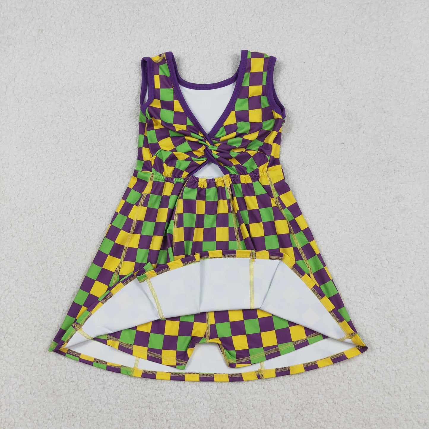 Girls Mardi Gras Knee Length Yoga Dress Sisters Wear