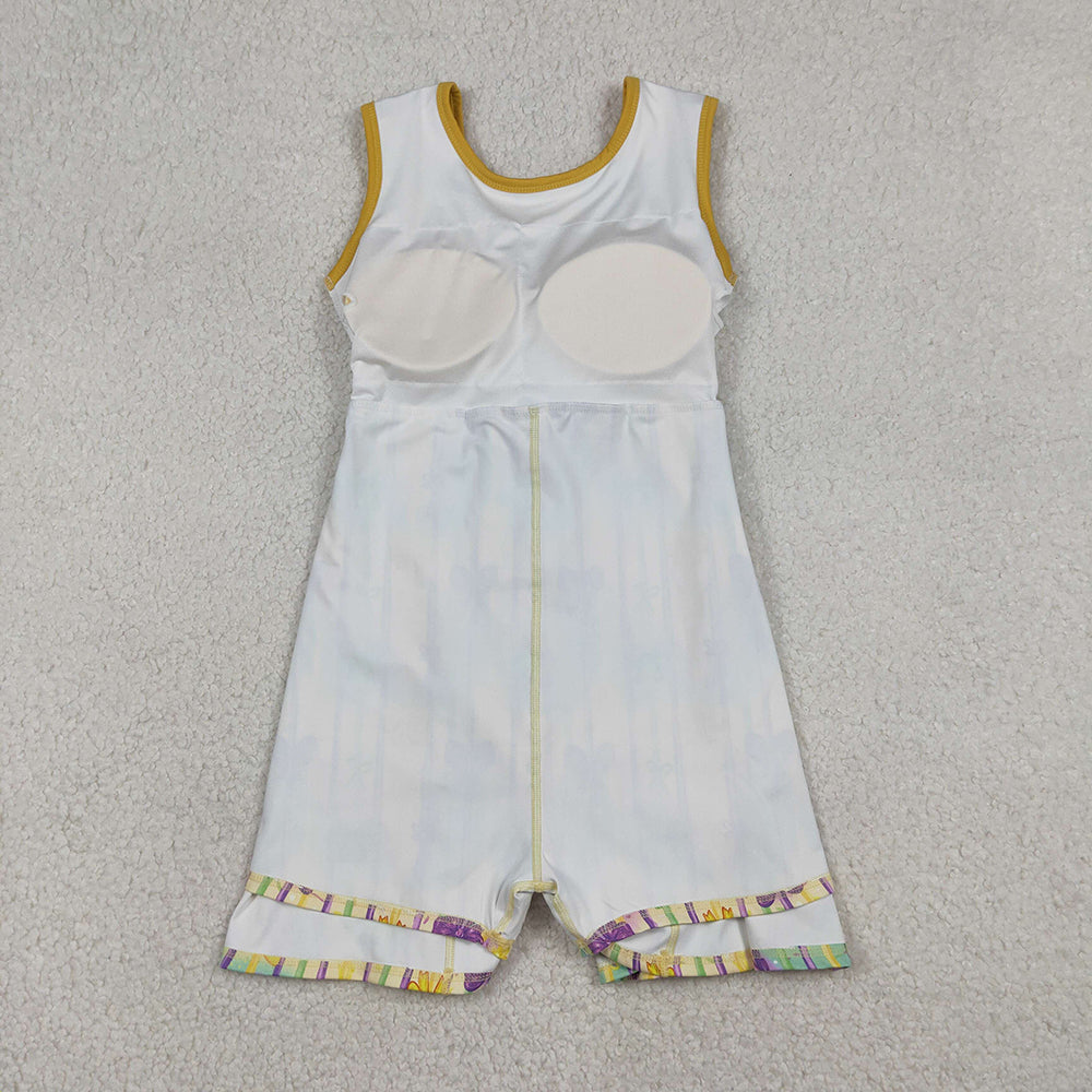 GSD2948 Colorful Bows Stripes Print Girls Mardi Gras Knee Length Yoga Dress