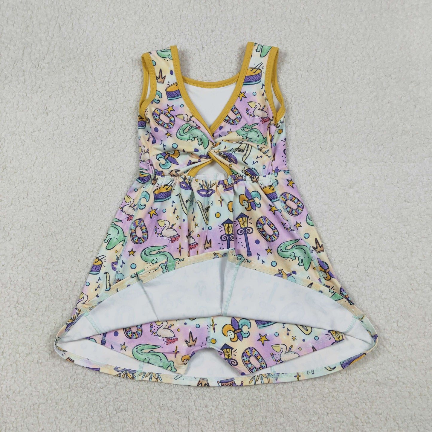 Girls Mardi Gras Knee Length Yoga Dress Sisters Wear