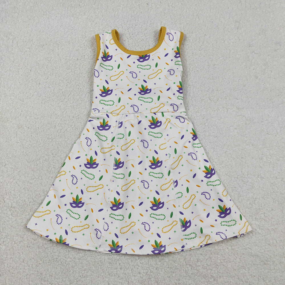 Girls Mardi Gras Knee Length Yoga Dress Sisters Wear