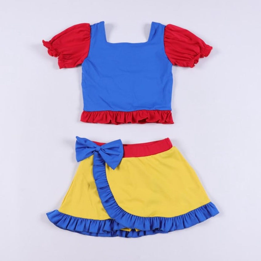 (Pre-order)GSD2985 Blue Top Yellow Skirts Girls Cartoon Princess Yoga Clothes Set